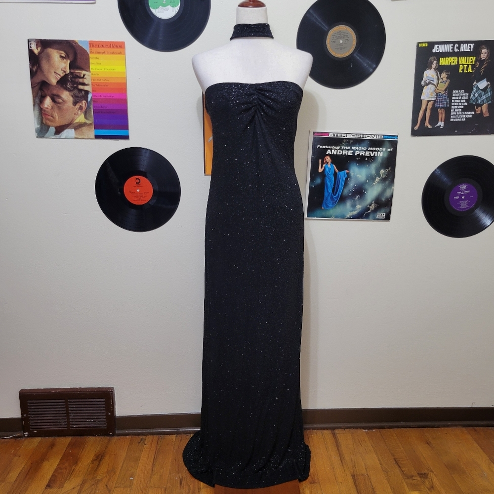 Gunne Sax | Vintage Leopard Strapless Mock Neck Evening Gown